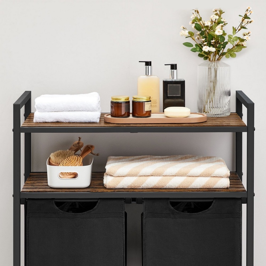 Кошик для білизни REX, коричневий/чорний