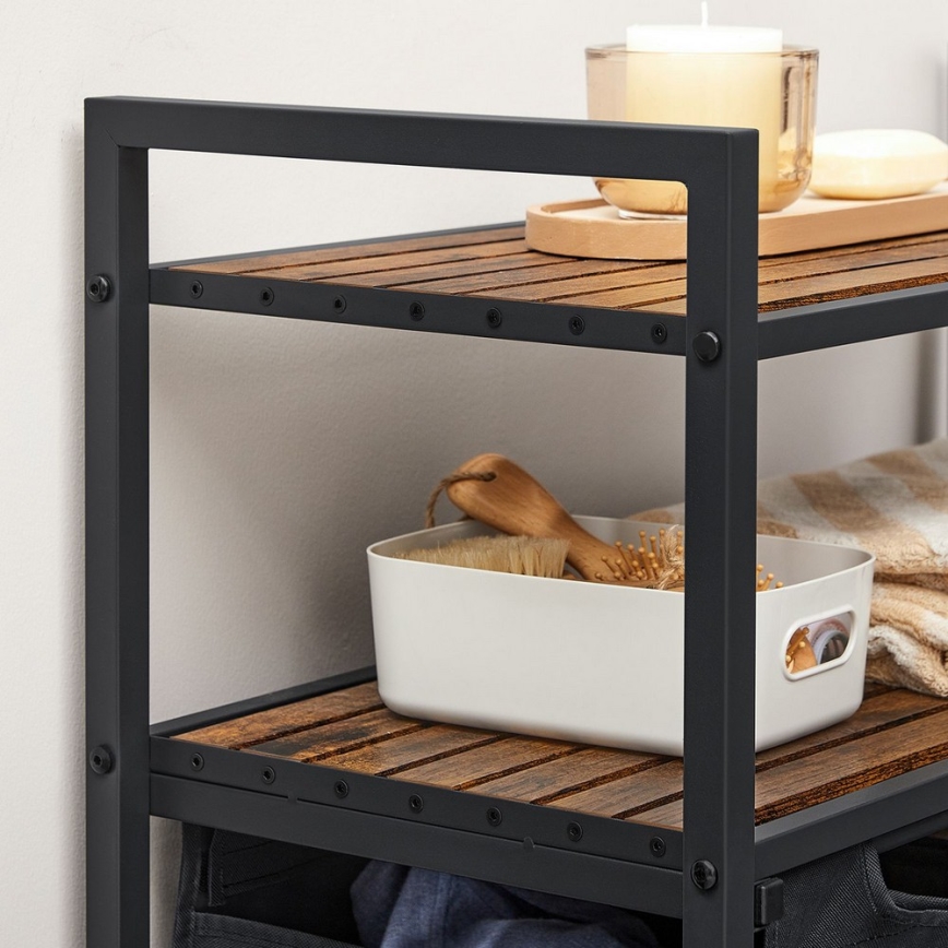 Кошик для білизни REX, коричневий/чорний