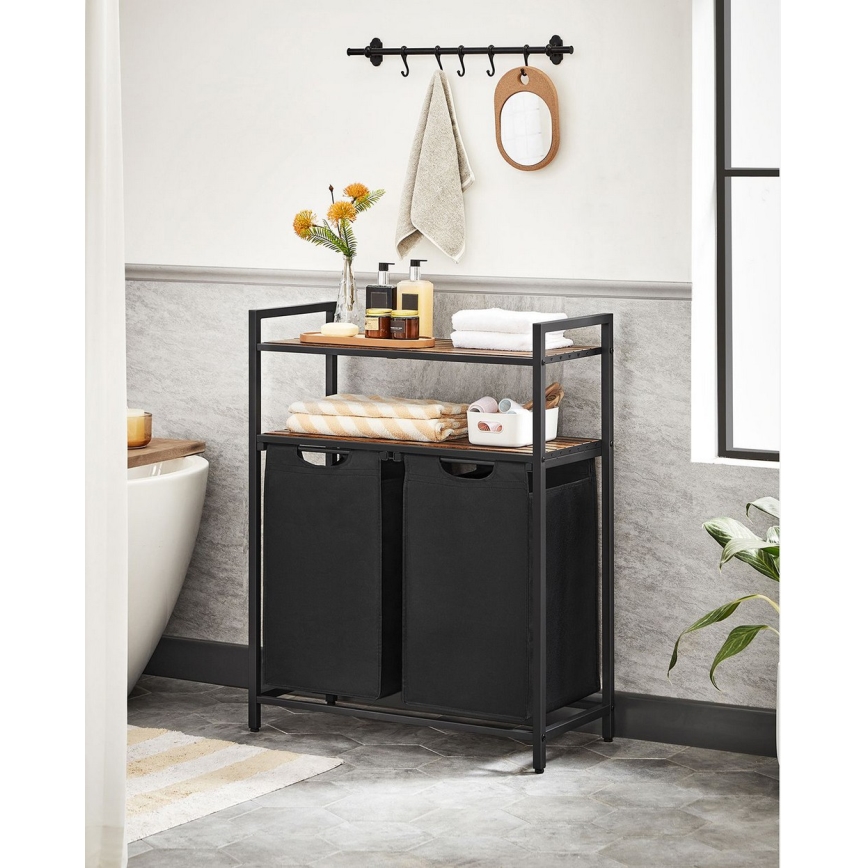 Кошик для білизни REX, коричневий/чорний