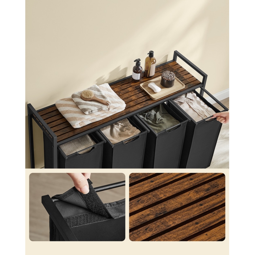 Кошик для білизни REX, коричневий/чорний