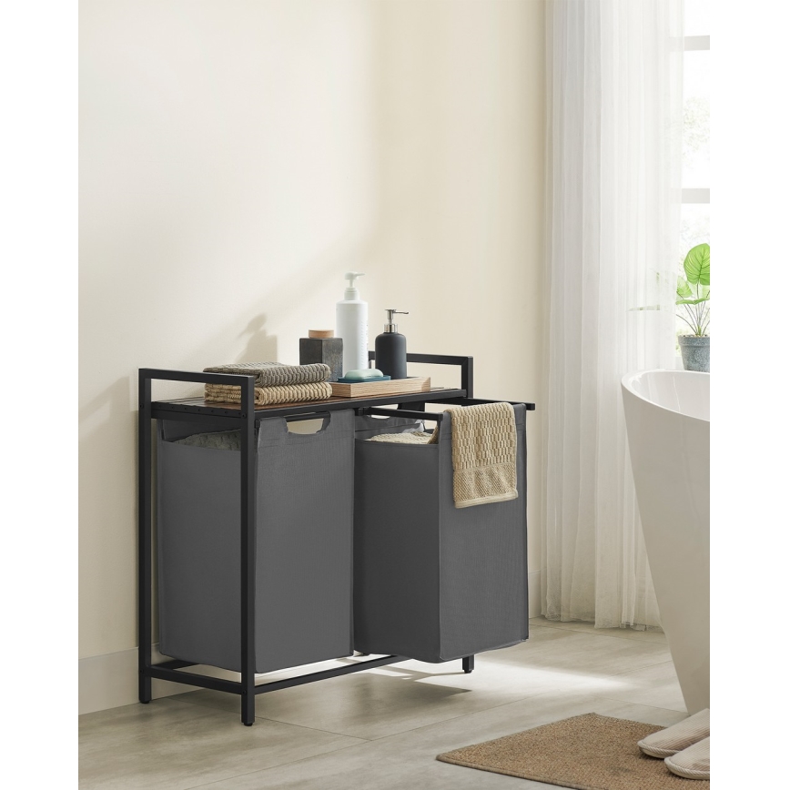 Кошик для білизни REX коричневий/сірий