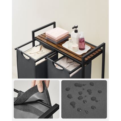 Кошик для білизни REX коричневий/сірий