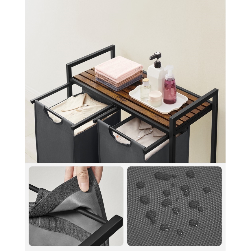 Кошик для білизни REX коричневий/сірий