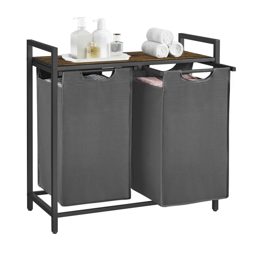 Кошик для білизни REX коричневий/сірий