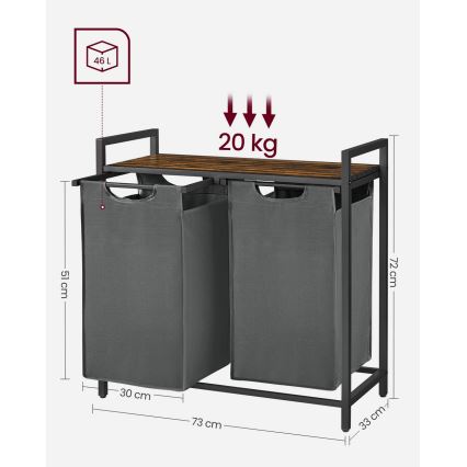 Кошик для білизни REX коричневий/сірий