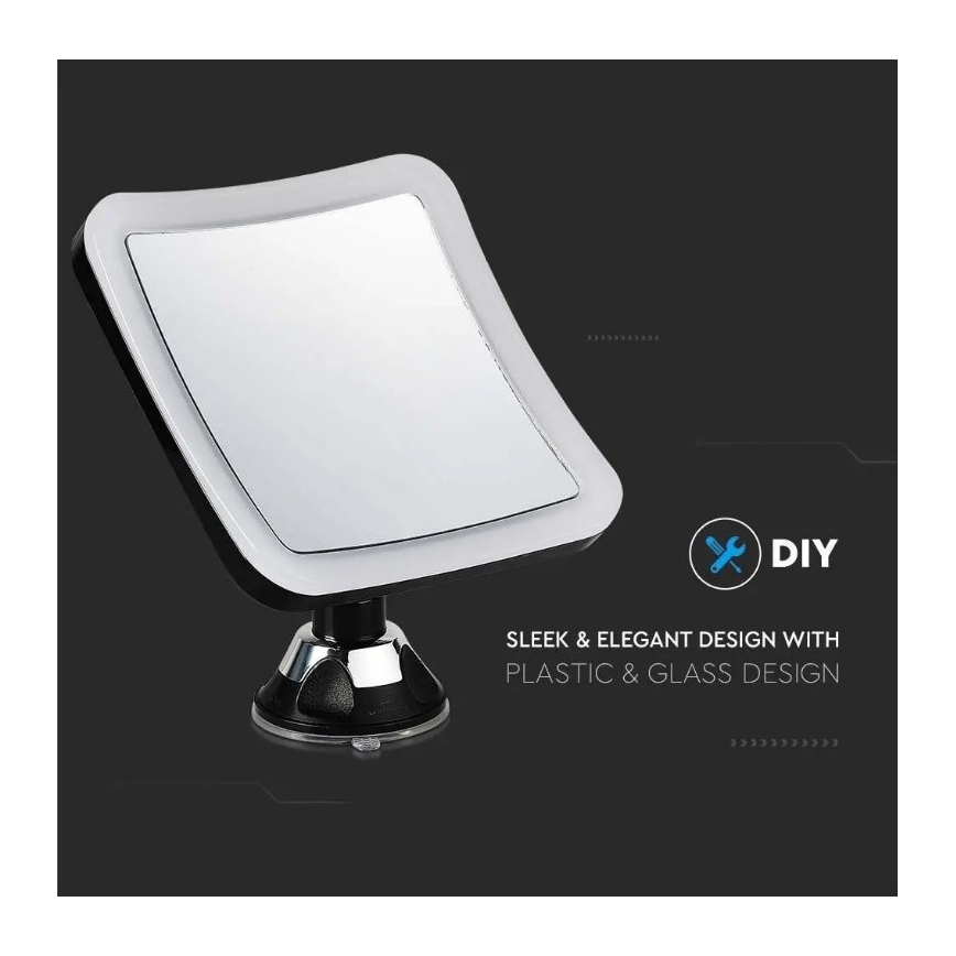 Косметическое зеркало со светодиодной подсветкой LED/3,2W/4,5V 3xAA IP44