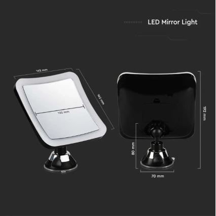 Косметическое зеркало со светодиодной подсветкой LED/3,2W/4,5V 3xAA IP44