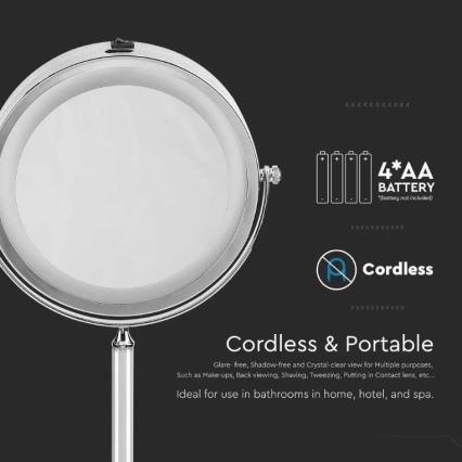Косметическое зеркало со светодиодной подсветкой LED/3W/6V 4xAA IP44