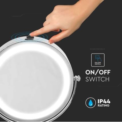 Косметическое зеркало со светодиодной подсветкой LED/3W/6V 4xAA IP44