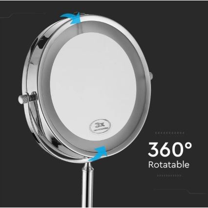 Косметическое зеркало со светодиодной подсветкой LED/3W/6V 4xAA IP44