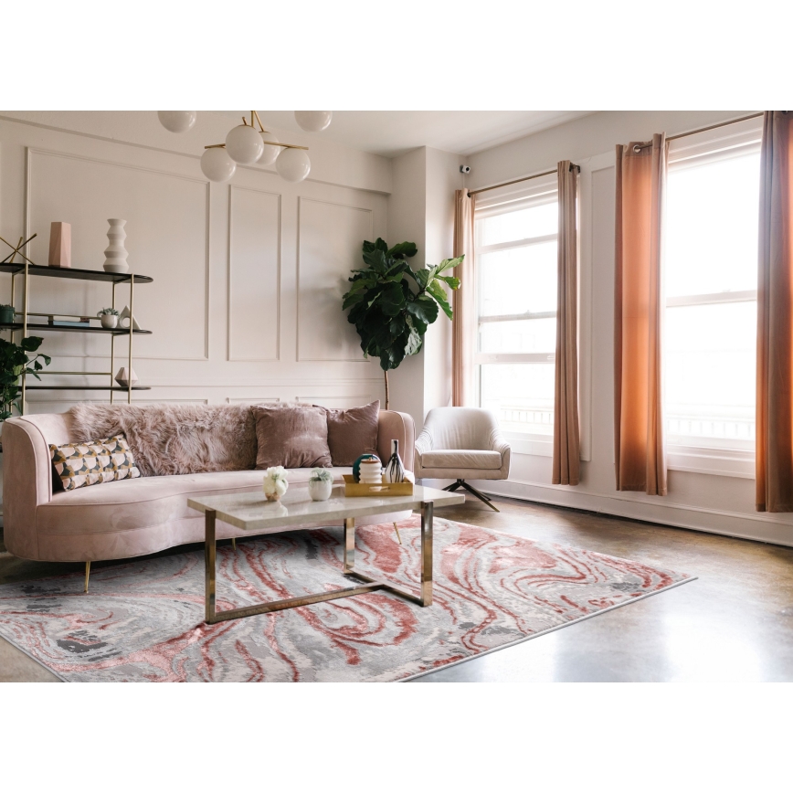 Ковер STONE 80x140 см розовый/серый