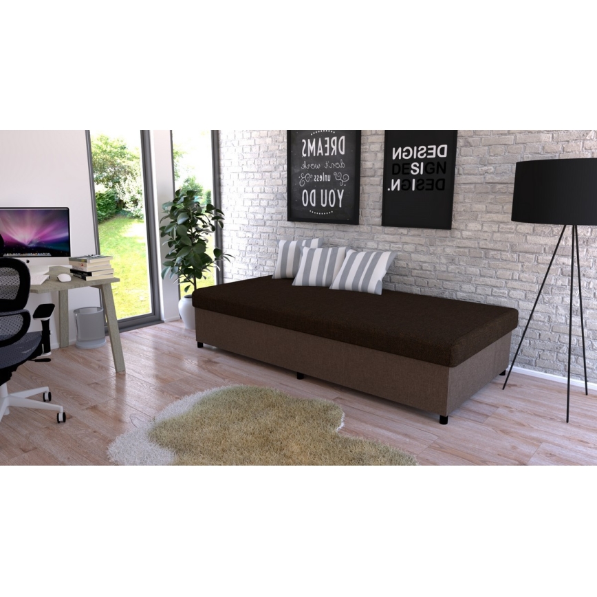 Обитая кушетка с местом для хранения CORY 80x200 коричневого цвета