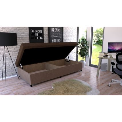 Обитая кушетка с местом для хранения CORY 80x200 коричневого цвета