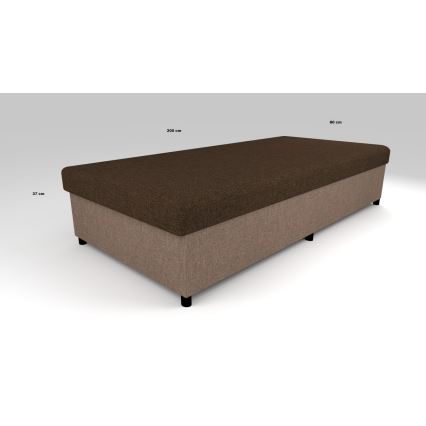 Обитая кушетка с местом для хранения CORY 80x200 коричневого цвета