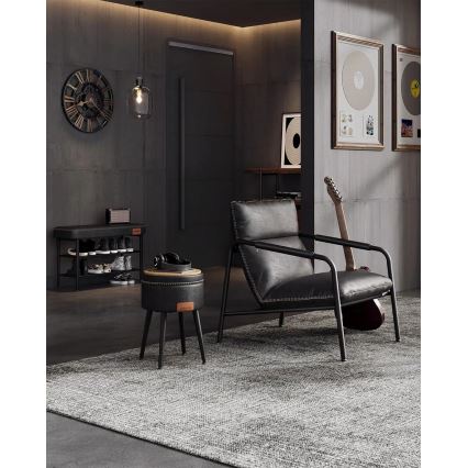 Кожаный табурет CORE чёрный