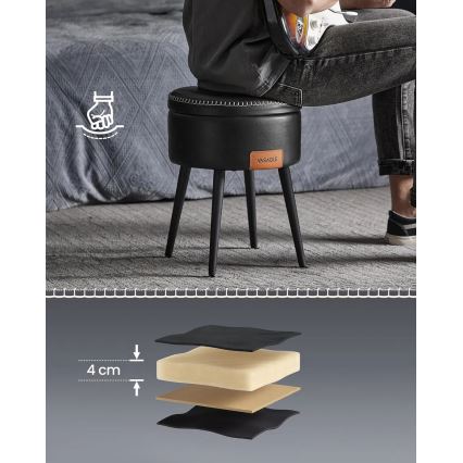 Кожаный табурет CORE чёрный