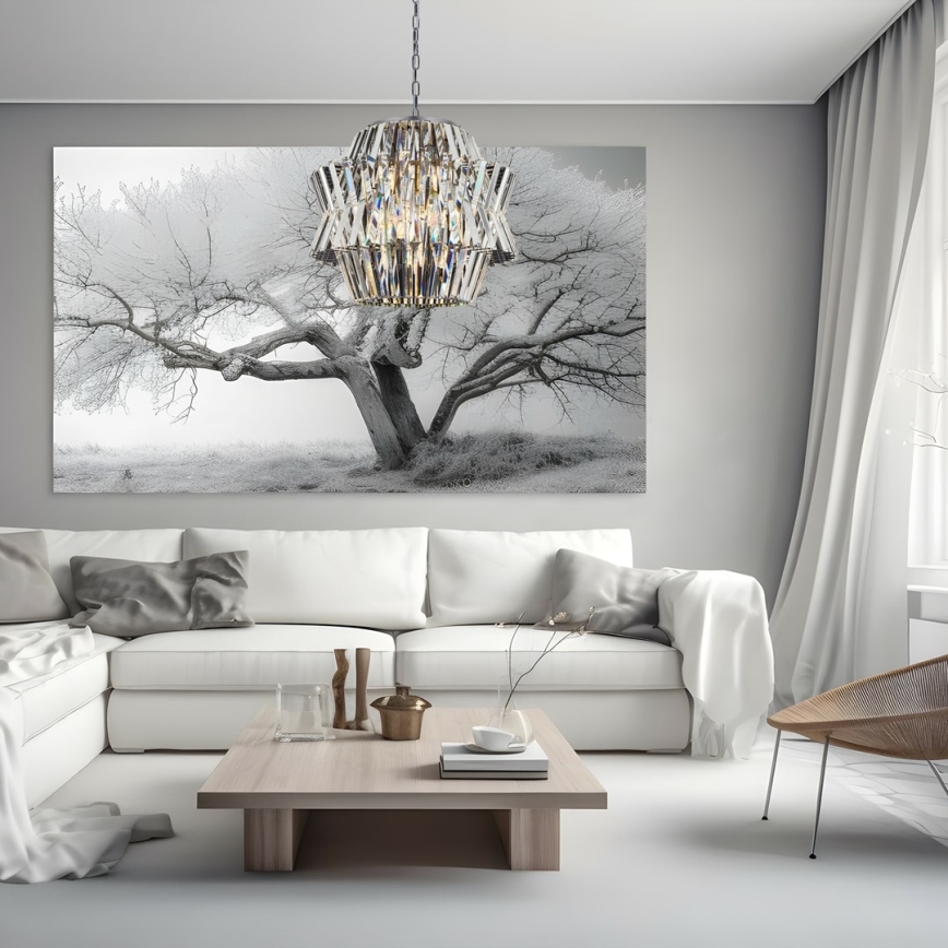 Кришталева люстра на ланцюгу CROWN 12xE14/40W/230V глянцевий хром