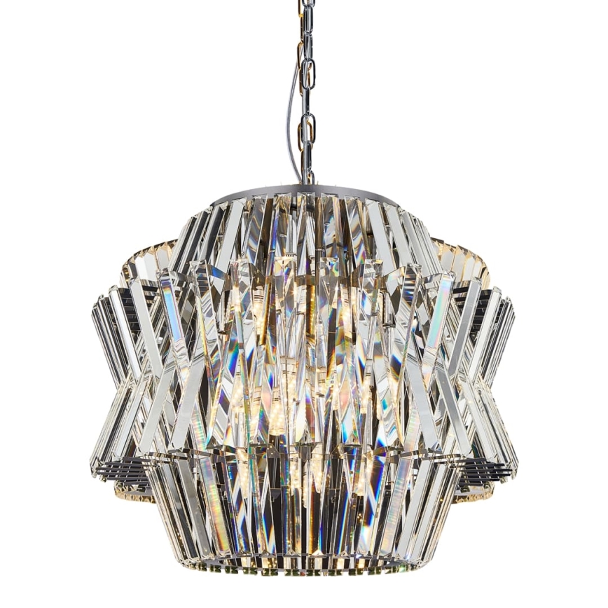 Кришталева люстра на ланцюгу CROWN 12xE14/40W/230V глянцевий хром