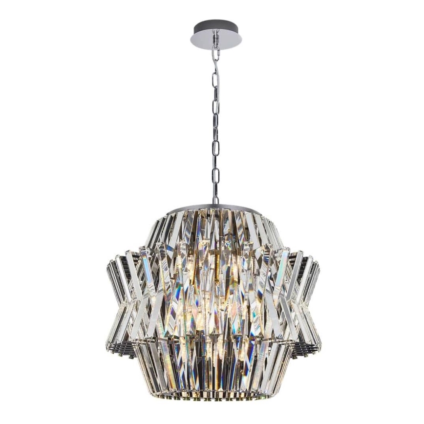 Кришталева люстра на ланцюгу CROWN 12xE14/40W/230V глянцевий хром
