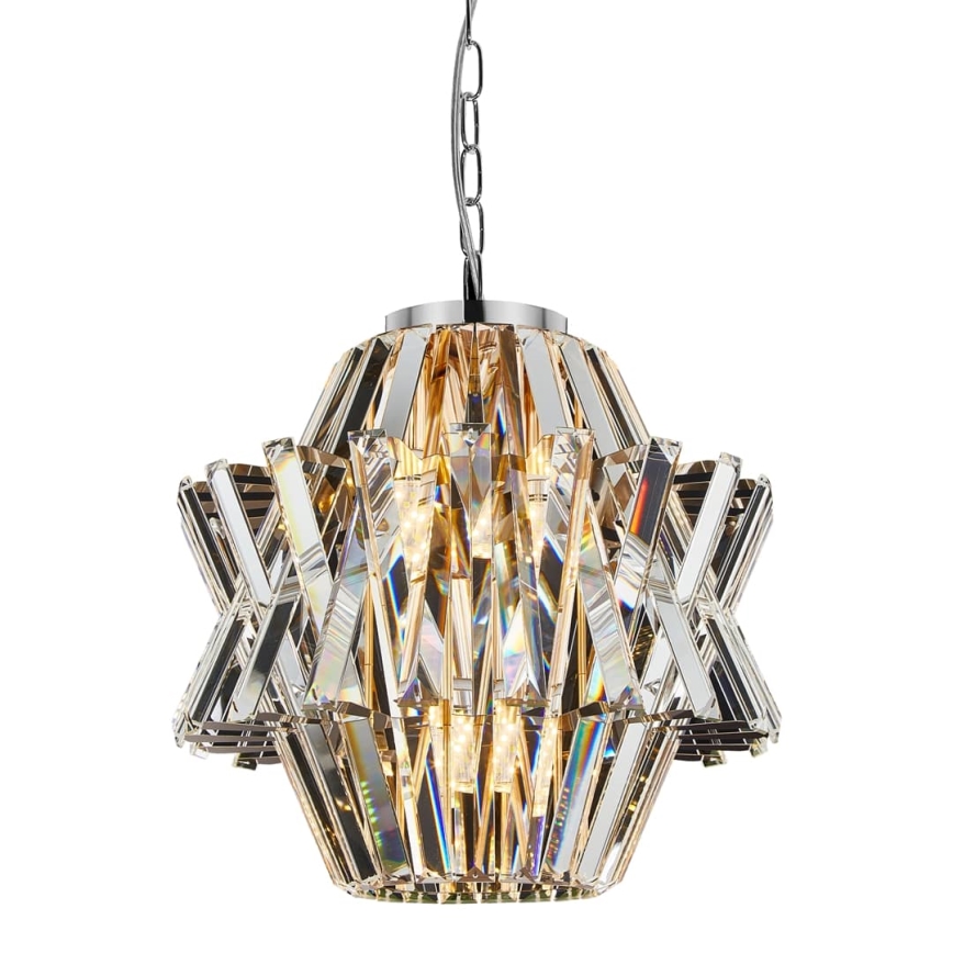 Кришталева люстра на ланцюгу CROWN 4xE14/40W/230V глянцевий хром