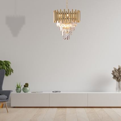 Кришталева люстра на ланцюгу MADISON 9xE14/40W/230V золотий
