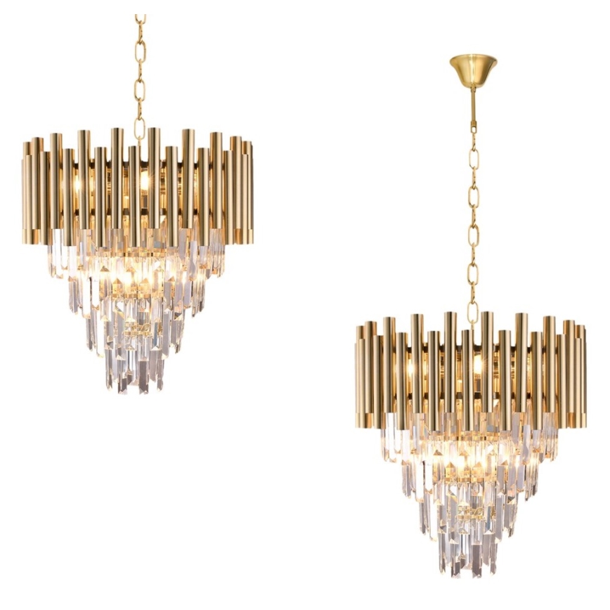 Кришталева люстра на ланцюгу MADISON 9xE14/40W/230V золотий