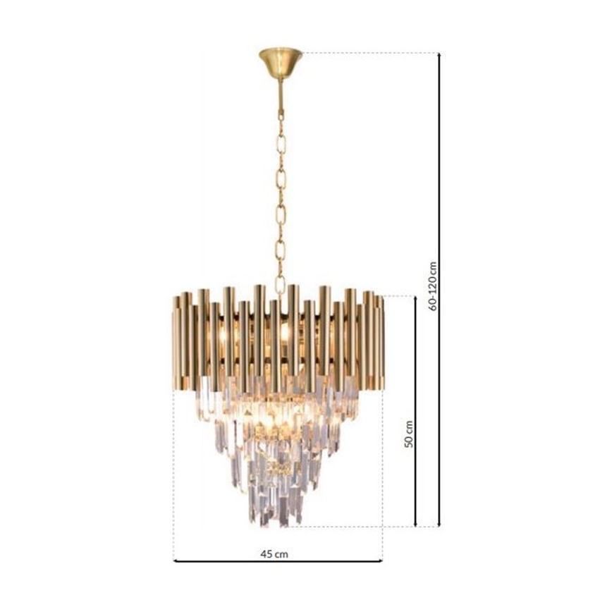 Кришталева люстра на ланцюгу MADISON 9xE14/40W/230V золотий