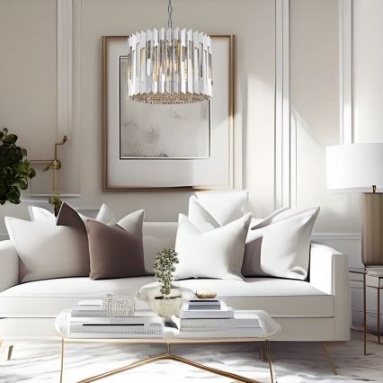 Кришталева люстра на ланцюгу RITZ 7xE14/40W/230V глянцевий хром