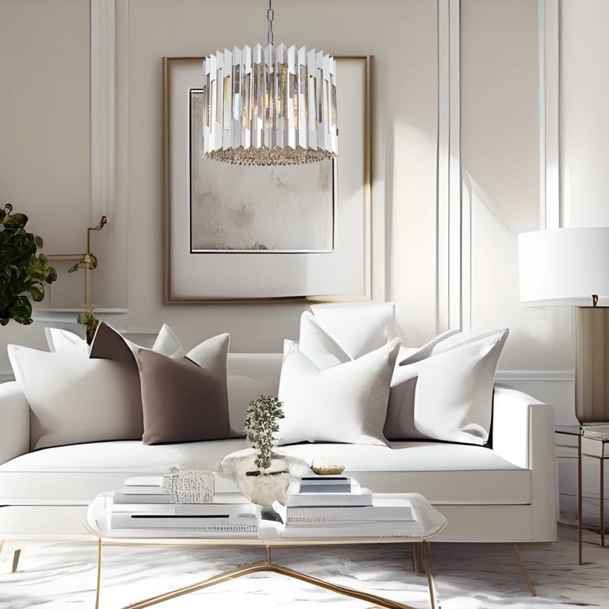 Кришталева люстра на ланцюгу RITZ 7xE14/40W/230V глянцевий хром
