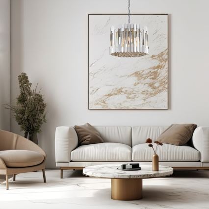Кришталева люстра на ланцюгу RITZ 7xE14/40W/230V глянцевий хром