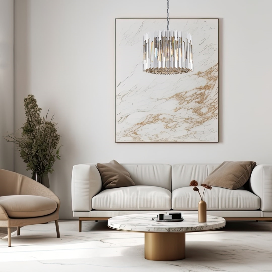 Кришталева люстра на ланцюгу RITZ 7xE14/40W/230V глянцевий хром