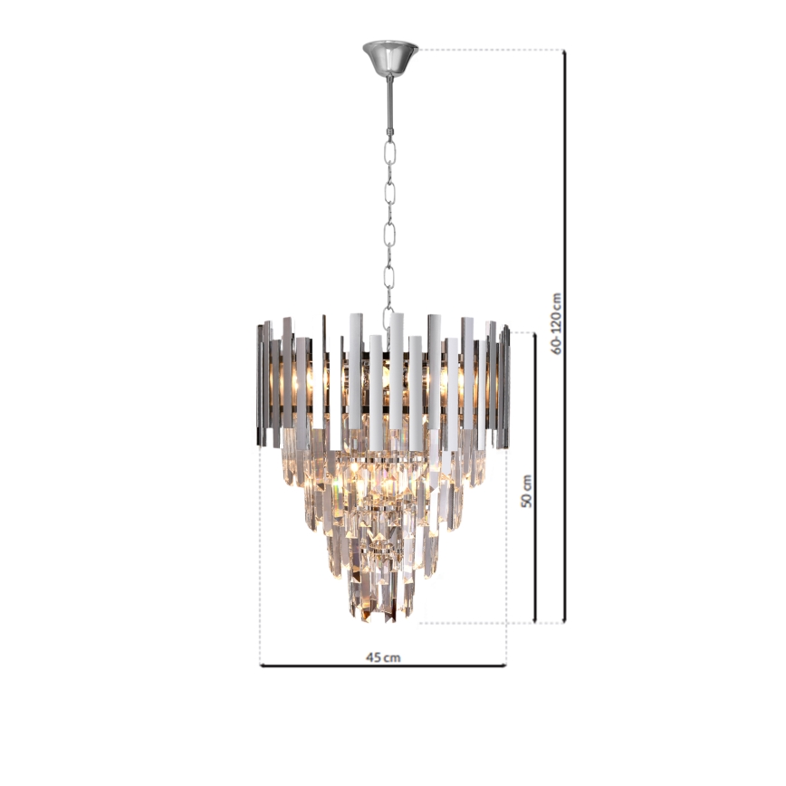 Кришталева люстра на ланцюжку ASPEN 9xE14/40W/230V