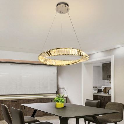 Кришталева підвісна LED люстра з регулюванням яскравості LED/40W/230V 3000-6500K + пульт дистанційного керування