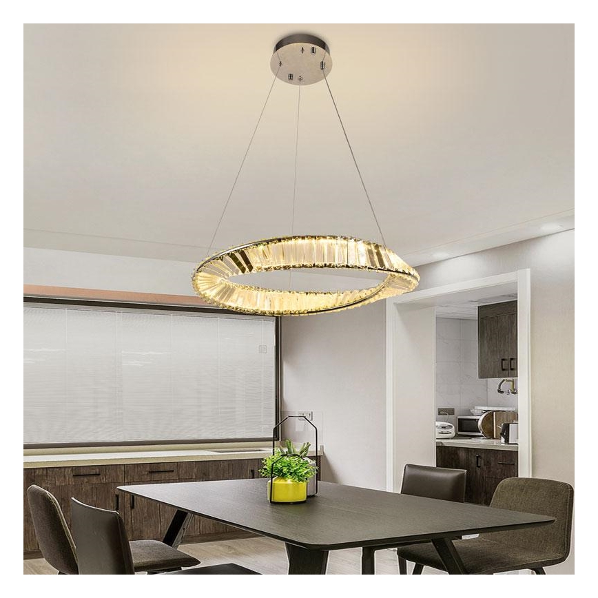 Кришталева підвісна LED люстра з регулюванням яскравості LED/40W/230V 3000-6500K + пульт дистанційного керування