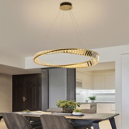 Кришталева підвісна LED люстра з регулюванням яскравості LED/50W/230V 3000-6500K + пульт дистанційного керування