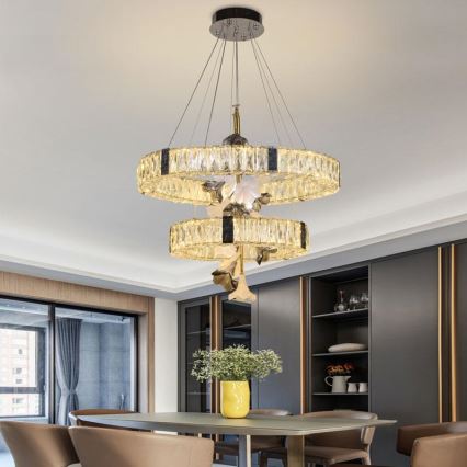 Кришталева підвісна LED люстра з регулюванням яскравості LED/70W/230V 3000-6500K + пульт дистанційного керування