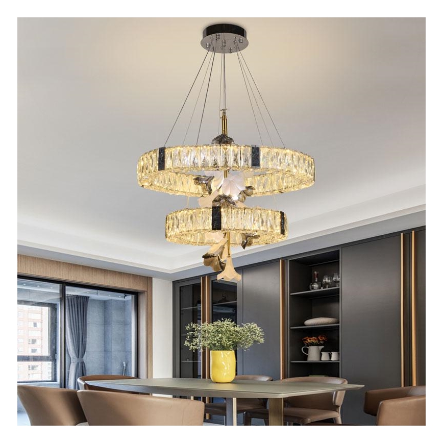 Кришталева підвісна LED люстра з регулюванням яскравості LED/70W/230V 3000-6500K + пульт дистанційного керування