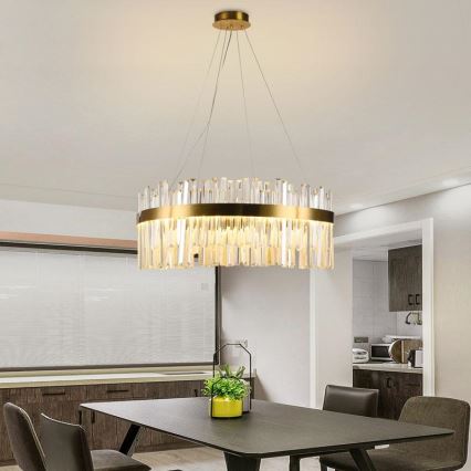 Кришталева підвісна LED люстра з регулюванням яскравості LED/80W/230V 3000-6500K + пульт дистанційного керування