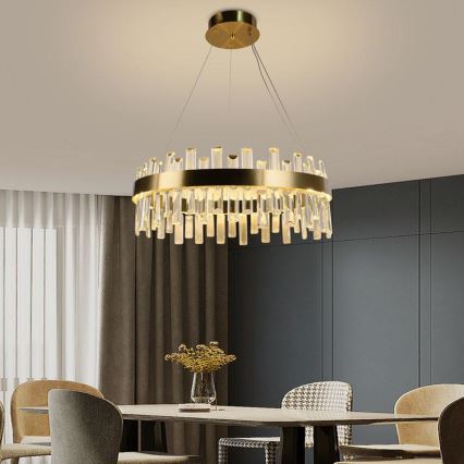 Кришталева підвісна LED люстра з регулюванням яскравості LED/80W/230V 3000-6500K + пульт дистанційного керування