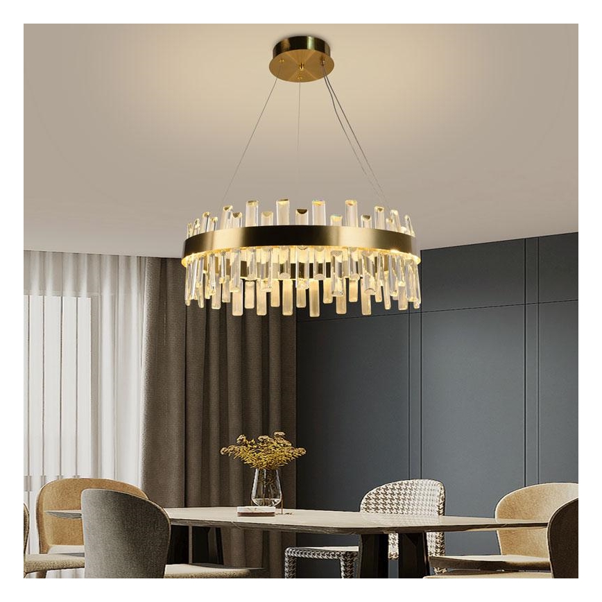 Кришталева підвісна LED люстра з регулюванням яскравості LED/80W/230V 3000-6500K + пульт дистанційного керування