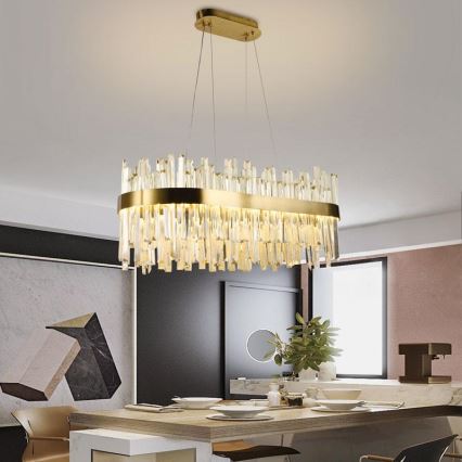Кришталева підвісна LED люстра з регулюванням яскравості LED/90W/230V 3000-6500K + пульт дистанційного керування