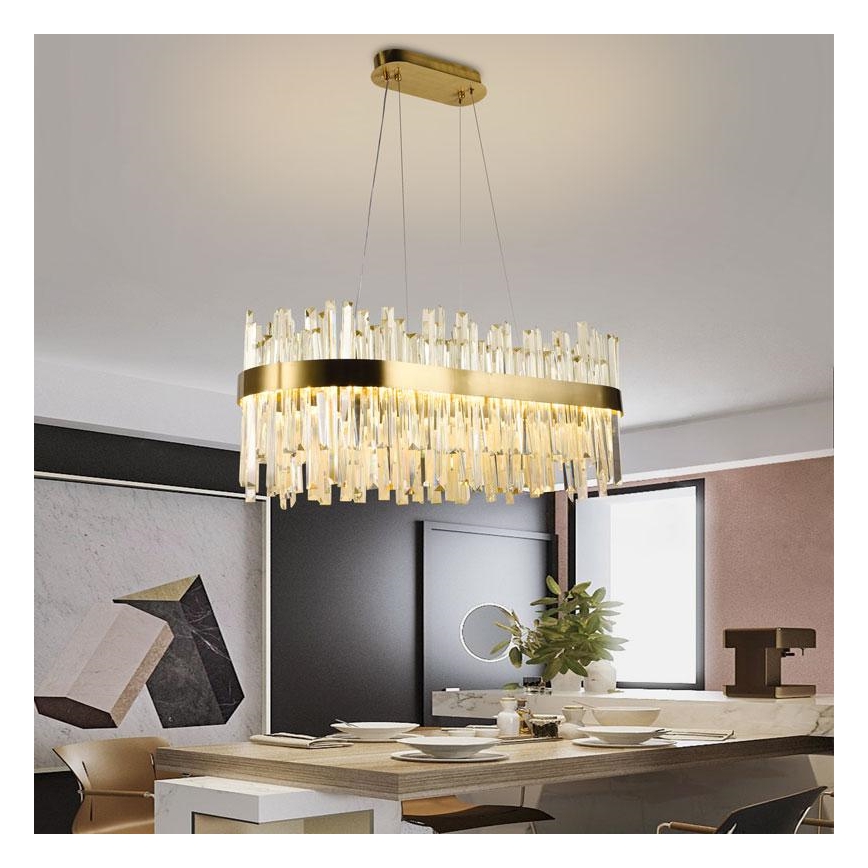 Кришталева підвісна LED люстра з регулюванням яскравості LED/90W/230V 3000-6500K + пульт дистанційного керування