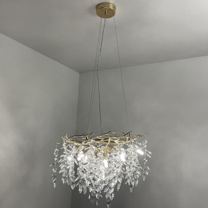 Кришталева підвісна люстра 9xG9/40W/230V золотий