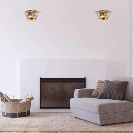 Кришталевий настінний світильник CHELSEA 2xE14/40W/230V золотий