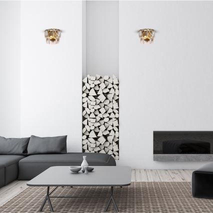 Кришталевий настінний світильник CHELSEA 2xE14/40W/230V золотий