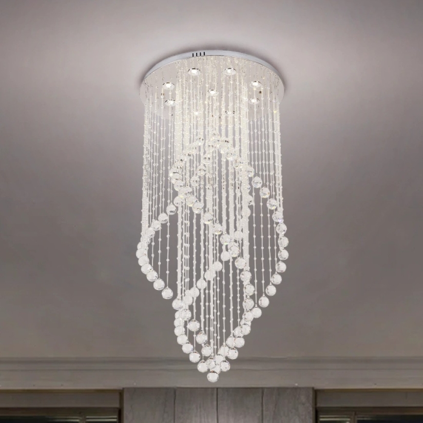 Кришталевий стельовий світильник NAURU LED/30W/230V, діаметр 60 см, блискучий хром + дистанційне керування