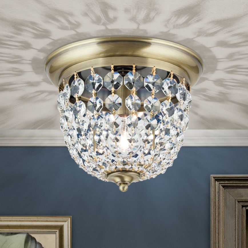 Кришталевий стельовий світильник PLAFOND 1xE27/40W/230V діаметр 26 см бронза