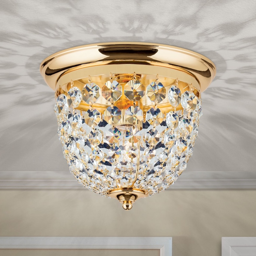 Кришталевий стельовий світильник PLAFOND 1xE27/40W/230V діаметр 26 см золотий