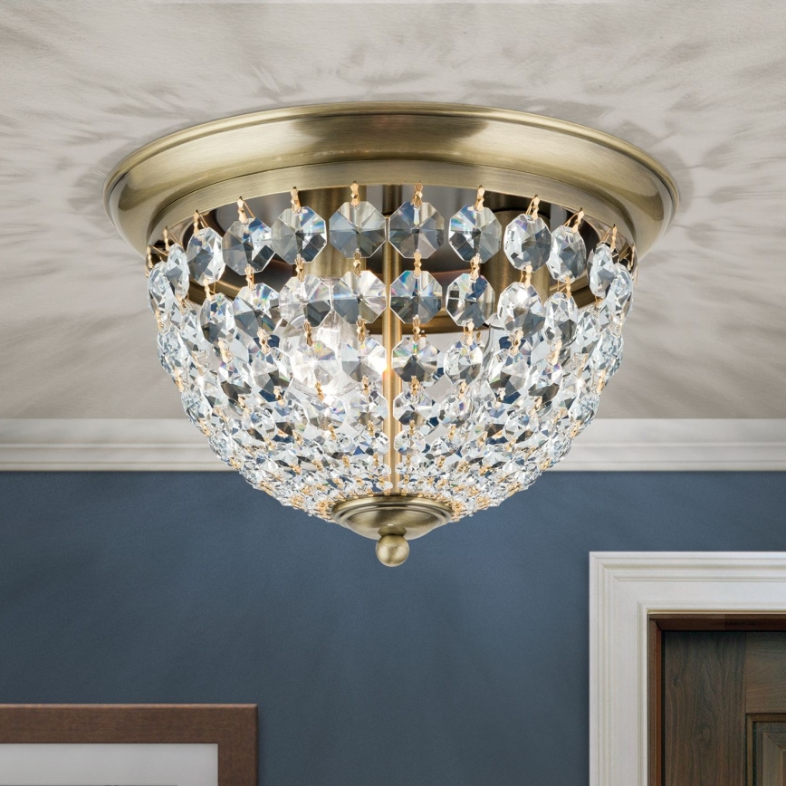 Кришталевий стельовий світильник PLAFOND 3xE27/40W/230V діаметр 35 см бронза