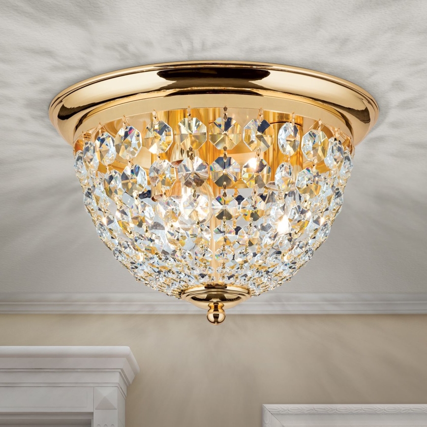 Кришталевий стельовий світильник PLAFOND 3xE27/40W/230V діаметр 35 см золотий